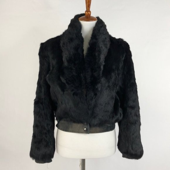 Wilsons Leather Jackets & Blazers - Wilson’s Suede & Leather Black Rabbit Fur Jacket